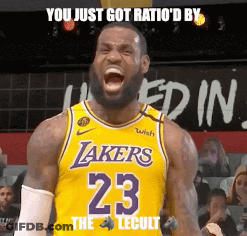 A Basketball Player Wearing A Lakers Jersey Is Screaming With His Mouth Open GIF