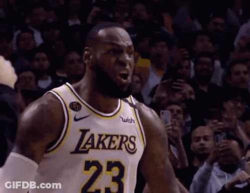 A Basketball Player Wearing A Lakers Jersey With The Number 23 GIF