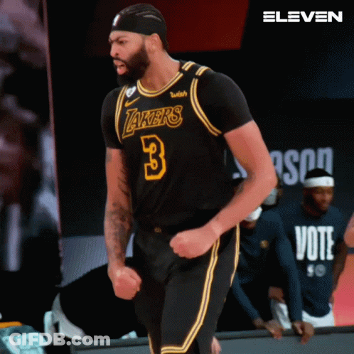 A Basketball Player Wearing A Lakers Jersey With The Number 3 On It GIF
