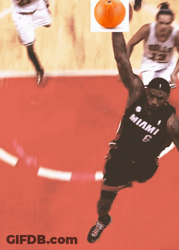 A Basketball Player Wearing A Miami 6 Jersey Jumps In The Air GIF