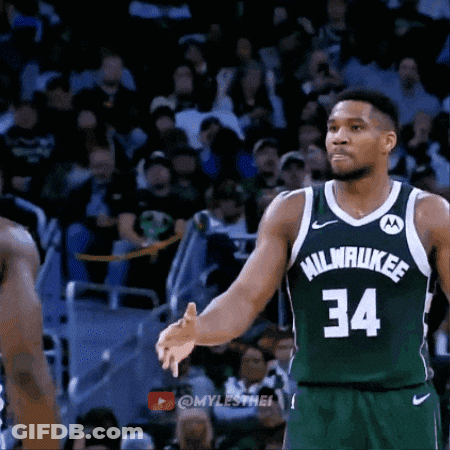 A Basketball Player Wearing A Milwaukee Jersey Number 34 GIF