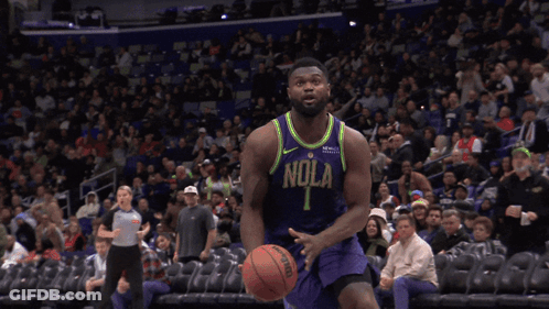 A Basketball Player Wearing A New Orleans Jersey GIF