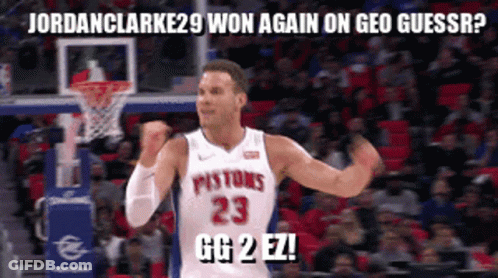 A Basketball Player Wearing A Pistons Jersey Celebrates A Win GIF