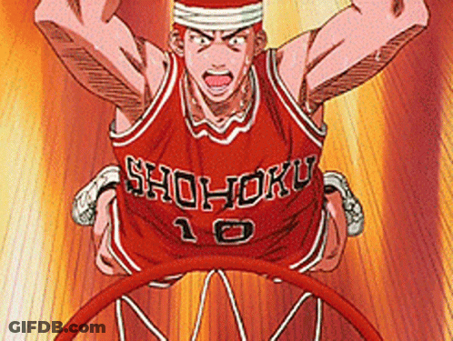 A Basketball Player Wearing A Red Jersey That Says Shohoku On It GIF