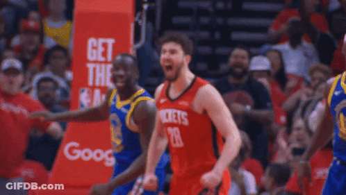 A Basketball Player Wearing A Red Jersey With The Number 28 GIF