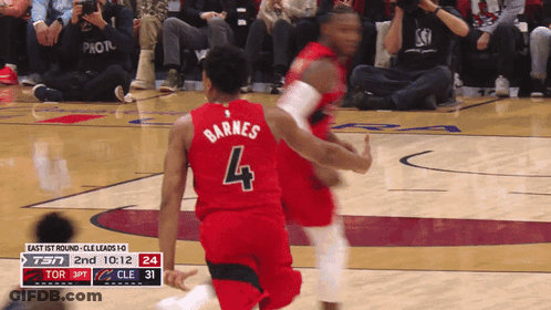 A Basketball Player Wearing A Red Jersey With The Number 4 On It GIF