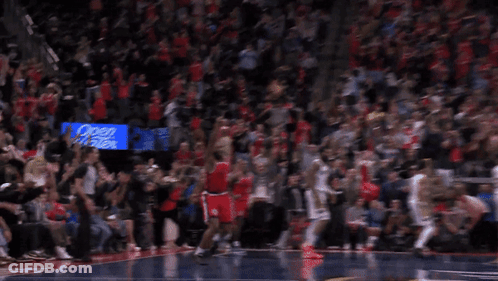 A Basketball Player Wearing A Red Jersey With The Word Angels On It GIF