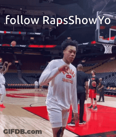 A Basketball Player Wearing A Shirt That Says Raptors Basketball GIF