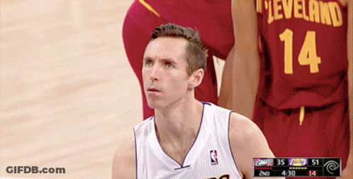 A Basketball Player Wearing A White Jersey With The Number 14 On It GIF