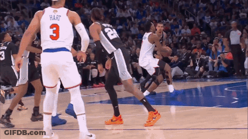 A Basketball Player Wearing A White Jersey With The Number 3 GIF