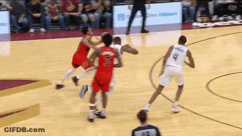 A Basketball Player Wearing A White Jersey With The Number 4 GIF