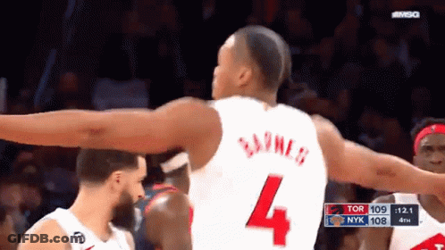 A Basketball Player Wearing A White Jersey With The Number 4 On The Back GIF