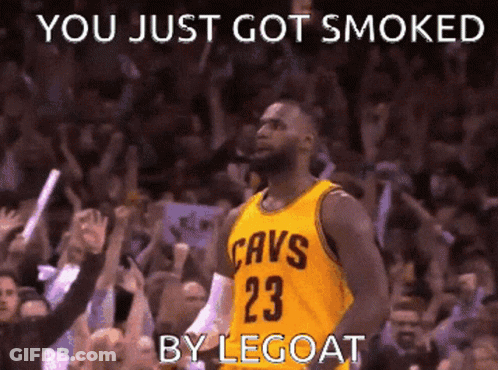 A Basketball Player Wearing A Yellow Cavs Jersey GIF