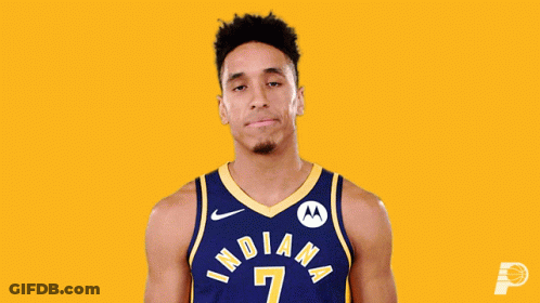 A Basketball Player Wearing An Indiana Jersey With The Number 7 On It GIF