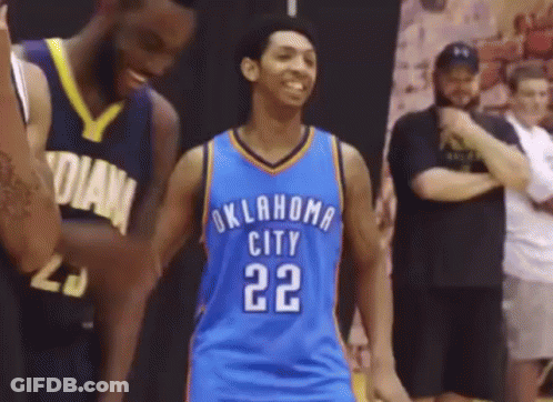 A Basketball Player Wearing An Oklahoma City 22 Jersey GIF