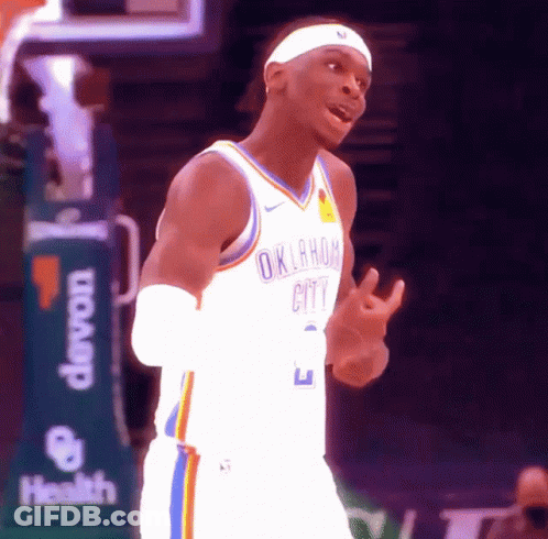 A Basketball Player Wearing An Oklahoma City Jersey Giving A Thumbs Up GIF