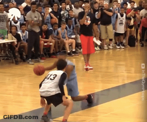 A Basketball Player Wearing Number 13 Dribbles The Ball GIF