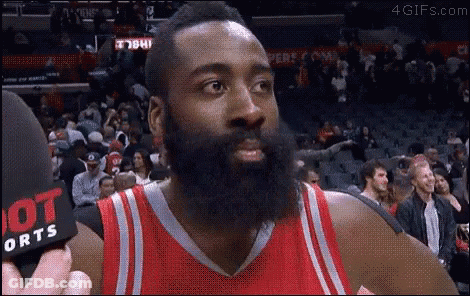 Basketball Player With Beard Interviewed By Reporter In Hot Jersey GIF