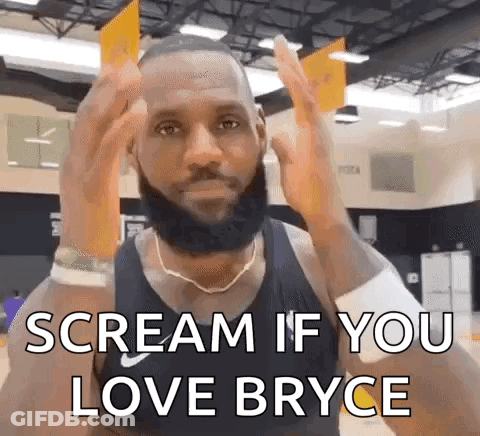 Basketball Player Screaming Love Bryce In Gym GIF