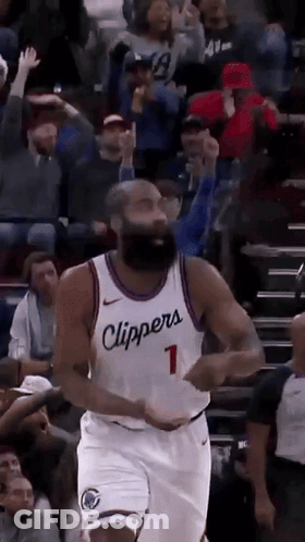 A Basketball Player With A Beard Is Wearing A Jersey That Says Clippers GIF