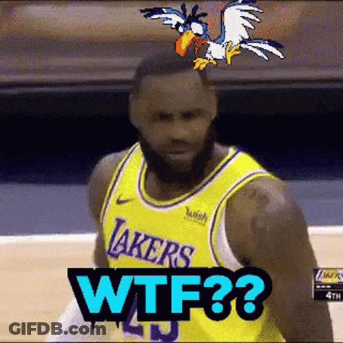 A Basketball Player With A Bird On Top Of His Head And The Words Wtf On The Bottom GIF