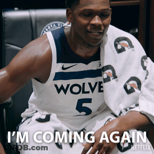 A Basketball Player With A Towel Around His Neck Says I 'M Coming Again Netflix GIF