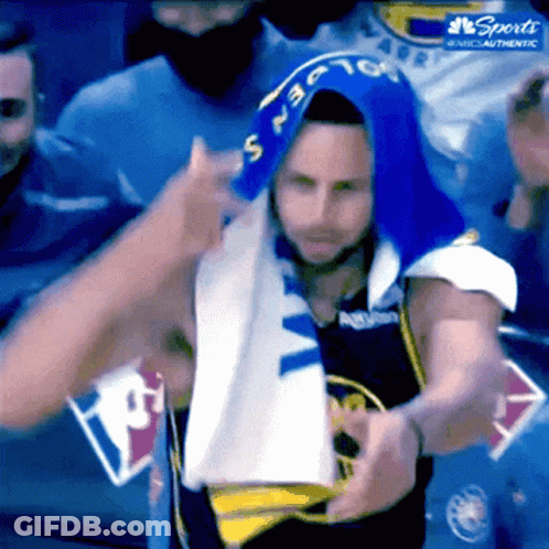 A Basketball Player With A Towel On His Head That Says ' Nbc Authentic ' On It GIF