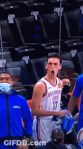 A Basketball Player With Oklahoma City 17 On His Shirt GIF