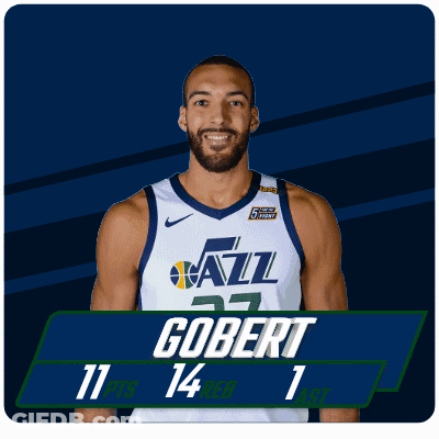 A Basketball Player With The Name Gobert On The Front GIF