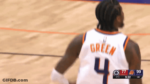 A Basketball Player With The Name Green On The Back GIF