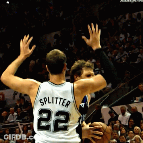 A Basketball Player With The Name Splitter On His Jersey GIF