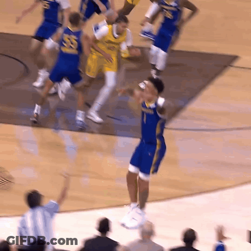 A Basketball Player With The Number 1 On His Jersey Jumps In The Air GIF