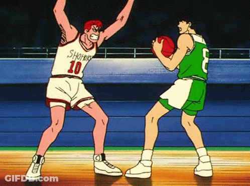 A Basketball Player With The Number 10 On His Jersey Is Standing Next To Another Player GIF