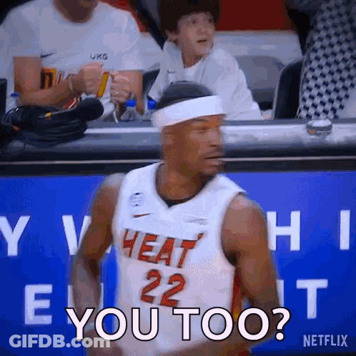A Basketball Player With The Number 22 On His Jersey Says " You Too " . GIF