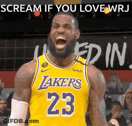 A Basketball Player With The Number 23 On His Jersey Is Screaming GIF