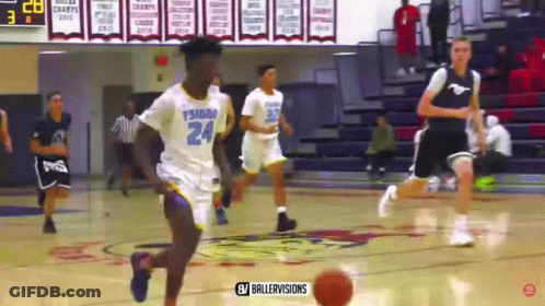 A Basketball Player With The Number 24 On His Jersey Is Running Toward The Ball GIF