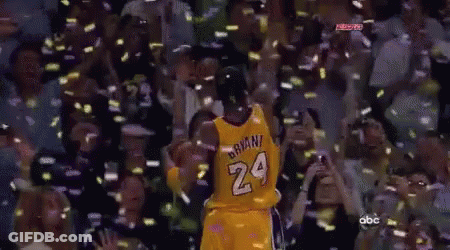 A Basketball Player With The Number 24 On His Jersey Is Surrounded By Confetti GIF