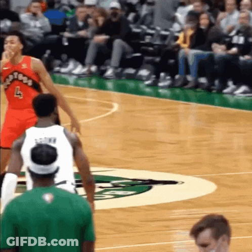 A Basketball Player With The Number 4 On His Jersey Stands On The Court GIF