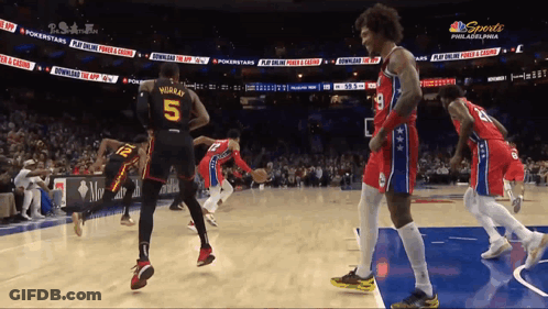 A Basketball Player With The Number 5 On His Back GIF