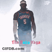 A Basketball Player With The Number 5 On His Jersey Walks Out Of The Tunnel GIF