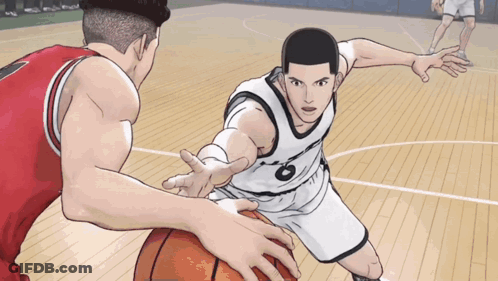 A Basketball Player With The Number 6 On His Jersey Dribbles The Ball GIF