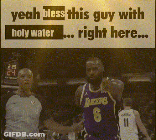 A Basketball Player With The Number 6 On His Jersey Shakes Hands With A Referee GIF