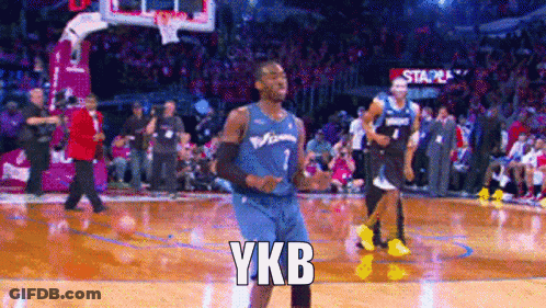 A Basketball Player With The Word Ykb Written On His Jersey GIF