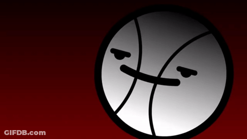 A Basketball With A Face Drawn On It With A Red Background GIF