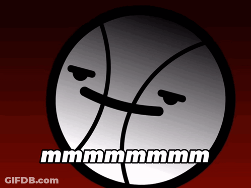 A Basketball With A Face On It And The Words Mmmm On It GIF