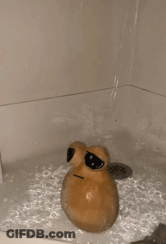 A Bathtub With A Drain And A Bottle Of Shampoo GIF