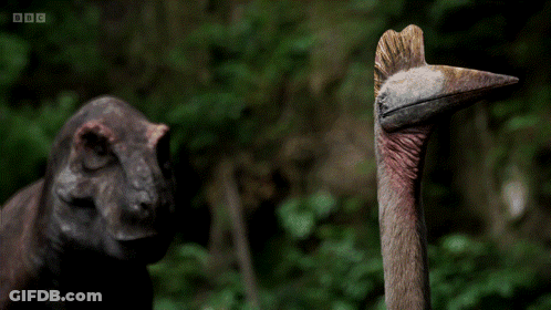 A BBC Logo Is On The Bottom Right Of A Dinosaur GIF