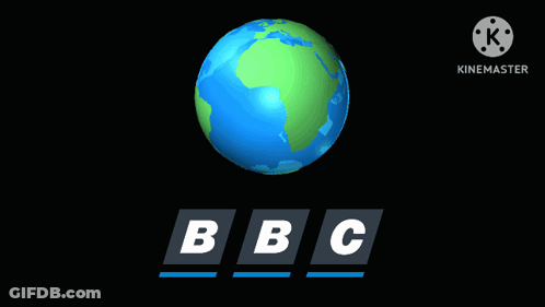 A Bbc Logo With A Blue And Green Globe GIF
