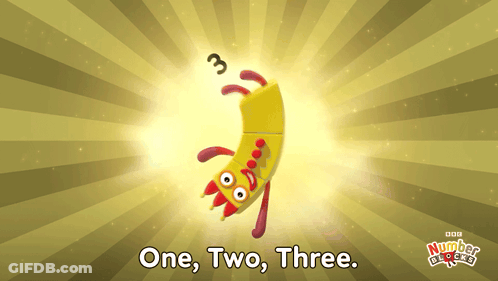 A Bbc Number Blocks Poster With A Yellow Cartoon Character GIF