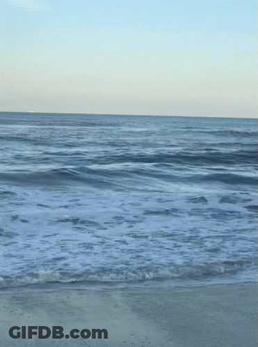 Beach With Waves And Blue Sky GIF